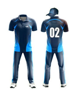 CUSTOM MADE CRICKET JERSEY BLUE & DARK BLUE