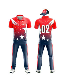 CUSTOM MADE CRICKET JERSEY BLUE & RED 2