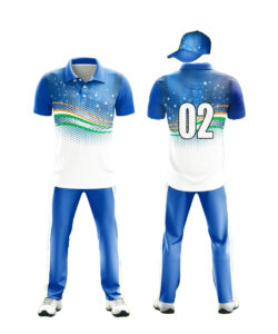 CUSTOM MADE CRICKET JERSEY BLUE & WHITE 2