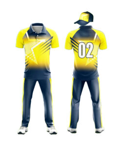 CUSTOM MADE CRICKET JERSEY BLUE & YELLOW 2