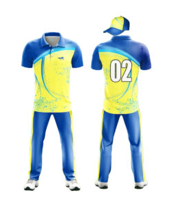 CUSTOM MADE CRICKET JERSEY BLUE & YELLOW 3