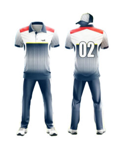 CUSTOM MADE CRICKET JERSEY GRAY & WHITE