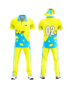 CUSTOM MADE CRICKET JERSEY YELLOW & BLUE