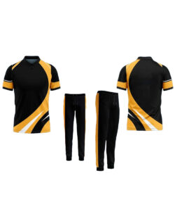 CUSTOM MADE CRICKET JERSEY BLACK & ORANGE