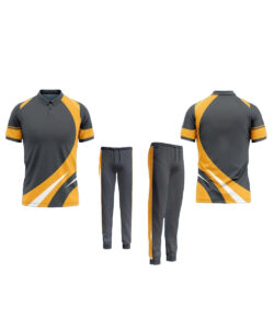 CUSTOM MADE CRICKET JERSEY DARK GRAY & ORANGE