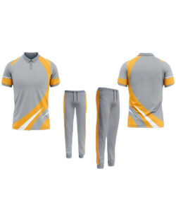 CUSTOM MADE CRICKET JERSEY GRAY & ORANGE